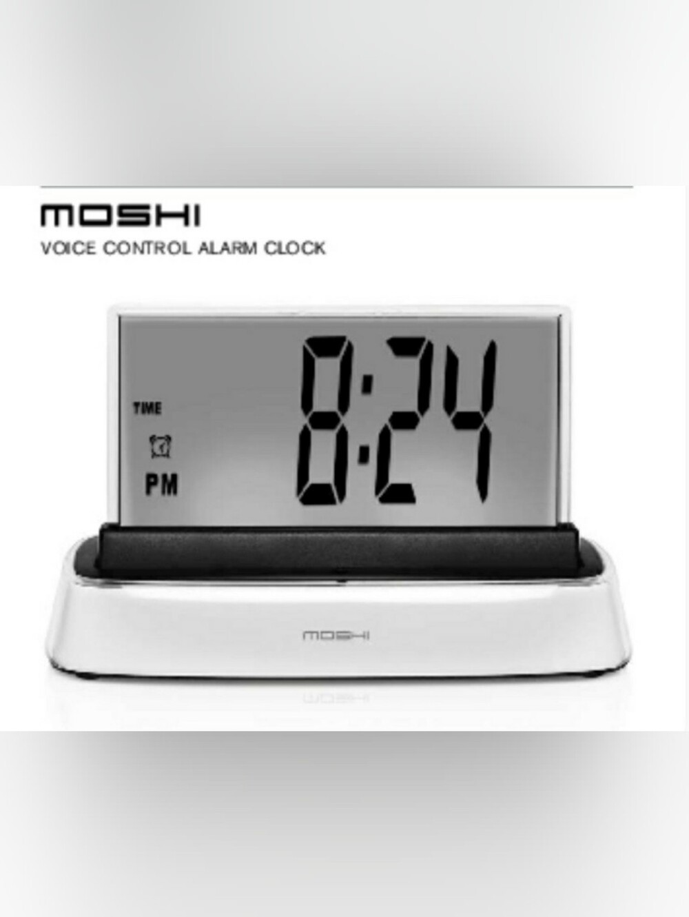 Brookstone Moshi Voice Control Alarm Clock - White & Black